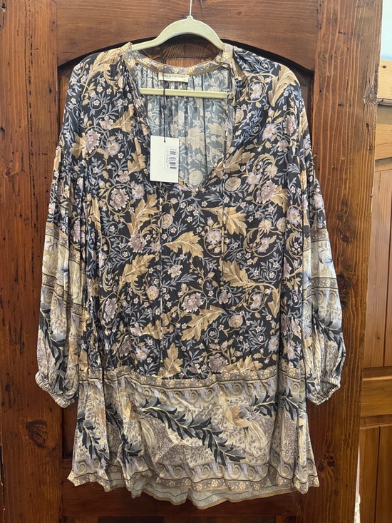 Spell Tops - Spell Floral V-Neck Boho Tunic - navy, Gold & blues